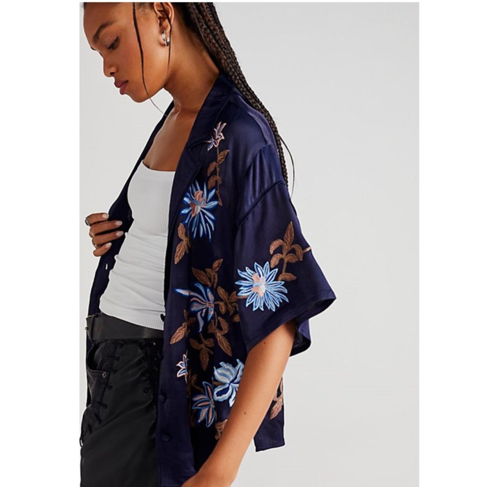 Free People Fresh Flowers Embroidered Top